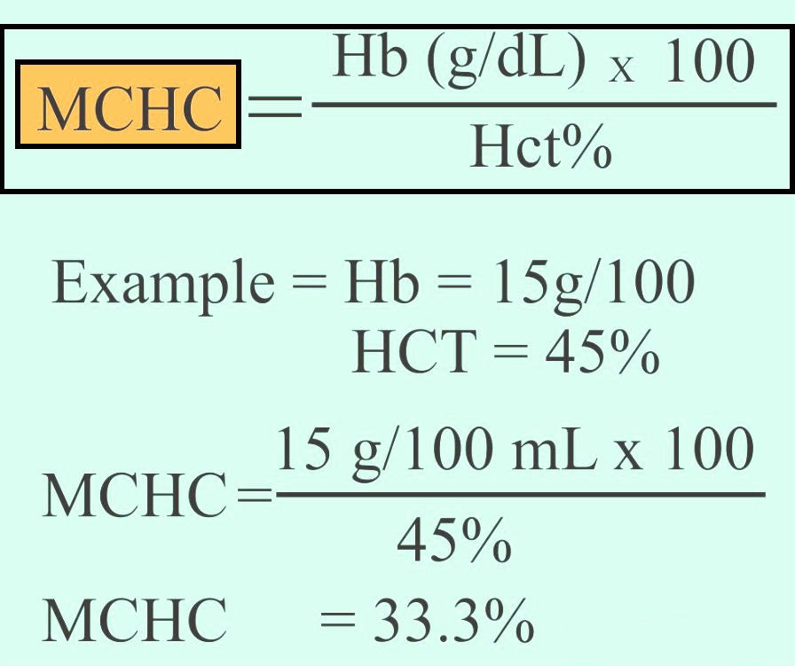Mean Corpuscular Hemoglobin Concentration MCHC formula